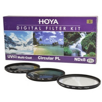 HOYA 保谷 77mm UV镜+Slim 偏振镜+NDx8 中灰镜套装+充电套装