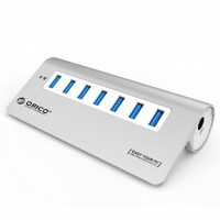 ORICO 奥睿科 M3H7-SV 全铝高速集线器 USB3.0接口扩展HUB分线器 带电源 银