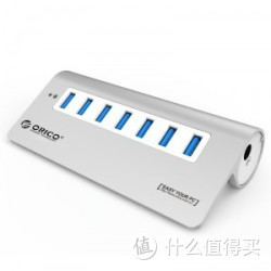 ORICO 奥睿科 M3H7-SV 全铝高速集线器 USB3.0接口扩展HUB分线器 带电源 银