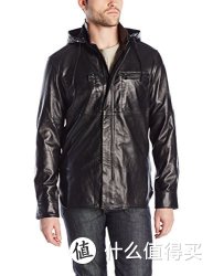 KENNETH COLE Leather Shacket 男士带帽真皮夹克