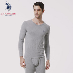 U.S. POLO ASSN 美国马球协会 .棉+莫代尔男印花保暖内衣套装 浅灰 XL(175/95)