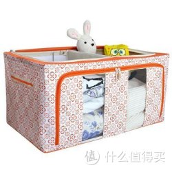 百草园 超大号加固可视印花牛津布 收纳箱 70*40*35cm 桔黄