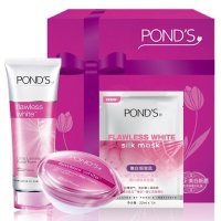 POND'S 旁氏 无瑕透白系列 精致透白深层洁面乳100g+ 精致透白防护日霜SPF15/PA++50g+透白细致柔丝膜22ml