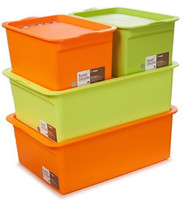 Citylong 禧天龙 环保塑料收纳箱(盒 )4个装 混色(草绿色+橘色)0716