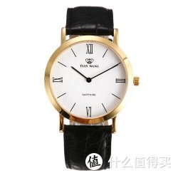 TIAN WANG 天王 时尚商务 无秒针设计 石英情侣手表 男表 GS3612G 黑