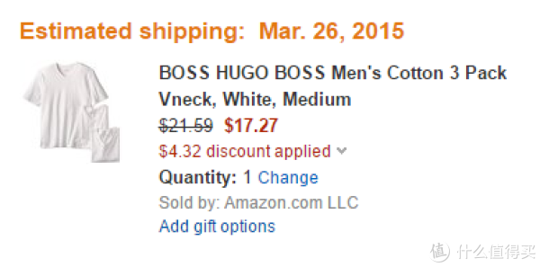 凑单品:HUGO BOSS 男士V领T恤(3件装)