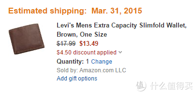 凑单品：Levi's 李维斯 Extra Capacity Slimfold 男款真皮双折钱包