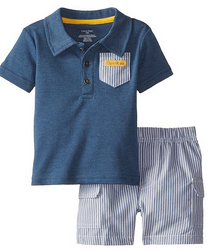 Calvin Klein Blue Polo with Cargo Shorts 男童两件套