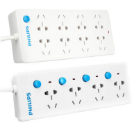PHILIPS 飞利浦 八位总控+四位分控 插排 1.8米多孔