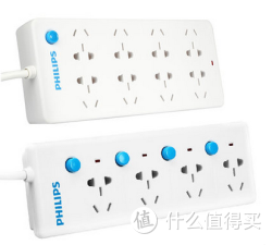 PHILIPS 飞利浦 八位总控+四位分控 插排 1.8米多孔