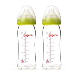 Pigeon 贝亲 宽口径玻璃奶瓶240ml（绿色）AA70 X 2件