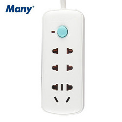 玛尼电器 DS-133many  3位总控开关插座 家用接线板 排插1.5m 白色 1.5