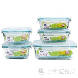 LOCK&amp;LOCK 乐扣乐扣 格拉斯耐热玻璃保鲜盒5件套 LLG445S912