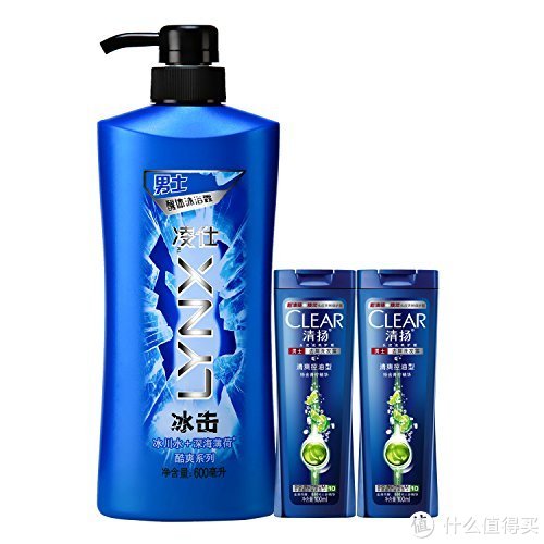 LYNX 凌仕 男士醒体冰击沐浴露600ml+清扬 男士去屑洗发露 清爽控油型100ml*2瓶+精油香氛沐浴乳幽莲魅肤180ml*2瓶