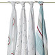 aden+anais 4只装muslin棉 纱布襁褓包巾勇敢的利亚姆 1*4(120*120cm) 白色