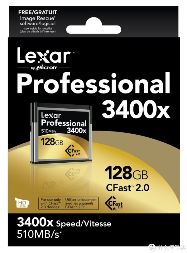 高端秀:Lexar 雷克沙 Professional 3400x CFast 2.0 存储卡(读取510MB/s)