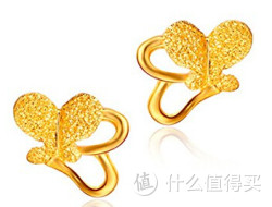 CHOW TAI FOOK 周大福 蝴蝶黄金耳环(工费:48计价) F43986 2克