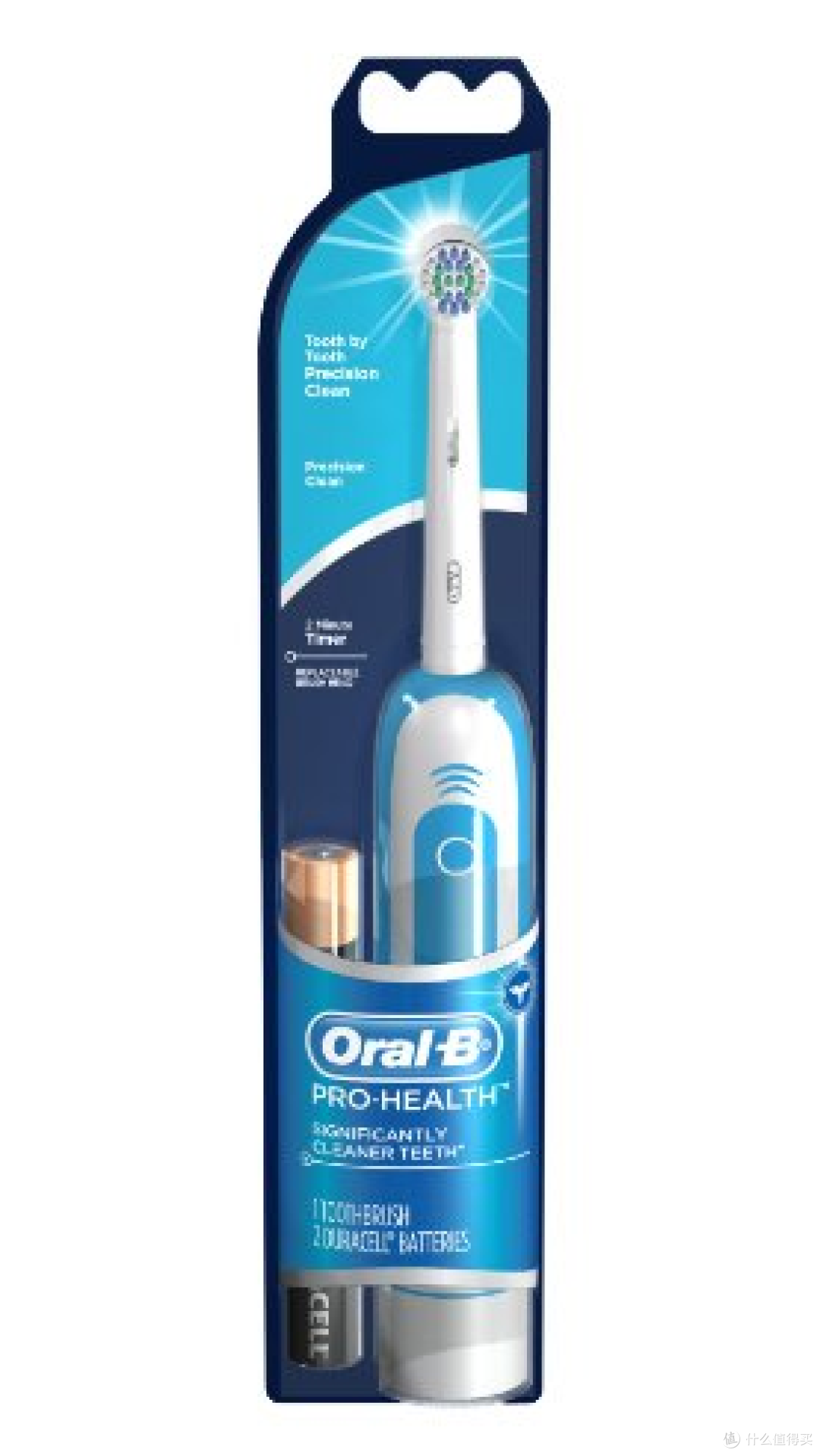 我家浴室柜上的Oral-B Pro-Health Precision Clean电池式电动牙刷