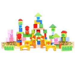 木玩世家 积木拼插玩具 100片动物森林益智积木玩具 BHW051