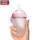 COMOTOMO硅胶奶瓶(250ml，粉色）奶嘴流量为二滴 适合3-6个月宝宝