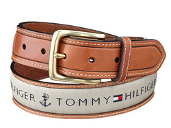 TOMMY HILFIGER Ribbon Inlay 男款真皮腰带