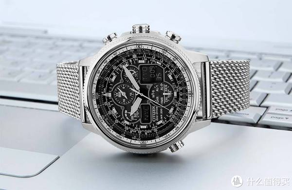 CITIZEN 西铁城 Navihawk A-T JY8030-83E 男款光动能腕表（5局电波、双显、计时）