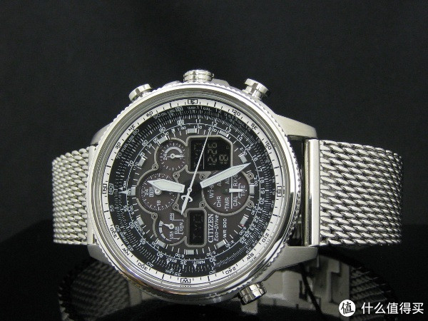 CITIZEN 西铁城 Navihawk A-T JY8030-83E 男款光动能腕表（5局电波、双显、计时）