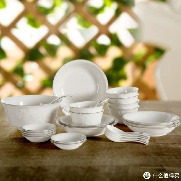 顺祥 26头 一抹惊艳 金边白瓷餐具套装+凑单品