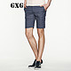 移动端：GXG 男装夏装 男士时尚休闲百搭款蓝粉格短裤