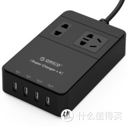 奥睿科（ORICO）TPC-2A4U 国标2位插座/插排/插线板/接线板 智能4口USB手机平板充电器 1.5米 黑色