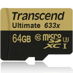 Transcend 创见 64GB UHS-I U3 633X TF（Micro SD）超高速存储卡（读取95Mb/s 写入85Mb/s）（MLC颗粒）