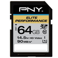 移动端：PNY 必恩威 Elite Performance UHS-1 64GB SD存储卡（读95M/s、写65M/s）