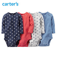Carter's 111A562 混合色长袖全棉连身衣4件套装