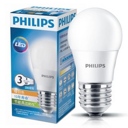 飞利浦PHILIPS LED灯泡 球泡 3W E27大螺口 白炽灯色  黄光