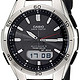 Casio Men's WVA-M640-1ACR Wave Ceptor Stainless Steel Analog-Digital Watch with Black Resin Band