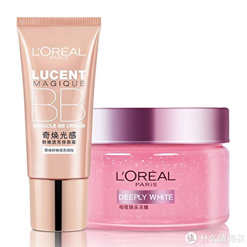 lorealparis巴黎歐萊雅粉嫩透亮修顏霜30ml徹夜煥採凍膜100ml