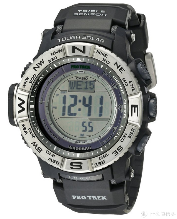 CASIO 卡西欧 PRW-3000-1ACR 登山系列 男款腕表（六局电波、三重感应、世界时间）