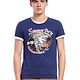 Trendiano 男式 个性纯棉印花修身圆领短袖T恤 紫蓝 S 31120218407302