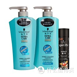 Schwarzkopf 施华蔻 水凝胶原修护洗发露 600ml+润发乳 600ml+酷印 强持久定型发胶 50ml