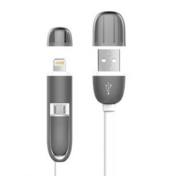 移动端：Snowkids Lightning/Micro USB二合一接口 充电数据线 U型头 1米 白色