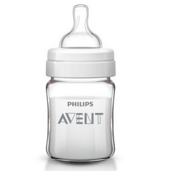 飞利浦 新安怡（AVENT）宽口径经典玻璃奶瓶4oz/125ml SCF645/17 赠品靠谱