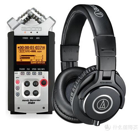 ZOOM H4nSP 专业录音笔（幻象电源、4轨录音）+铁三角 ATH-M40x 监听耳机