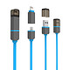 锐明 苹果lighting安卓USB数据线 充电线 多功能高速二合一数据线 分体式 浅蓝色