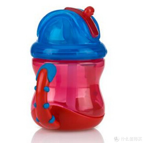 Nuby 努比 双耳防漏吸管杯 240ml 红杯蓝盖+湿巾
