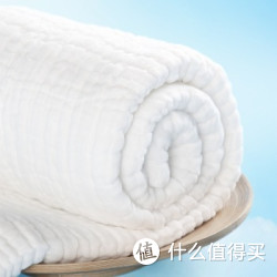 DAPU 大朴 褶皱正方形纯棉6层纱布浴巾 本白 120*120cm*2条