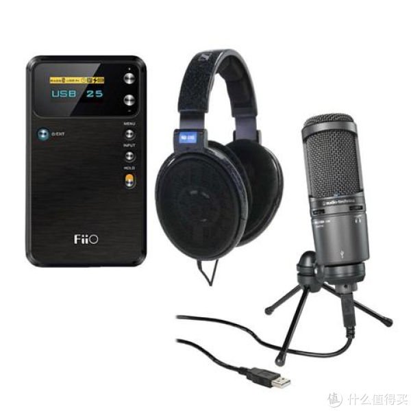 SENNHEISER 森海塞尔 HD600 头戴式耳机+飞傲 E17 DAC UAB声卡解码器耳放+铁三角AT2020USB麦克风
