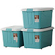 禧天龙Citylong 塑料收纳箱整理箱大号环保储物箱超值3个装 天蓝色60L 6063