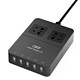 QIC HP2A5U 多功能5口USB充电插座 2位插排/接线板/插线板 1.5米 黑色