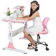 雅客集 智慧之星人体工学可升降 附书架 健康成长书桌椅组合套装 3-18岁适用 粉红色 PA-15032PI