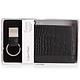 Calvin Klein/CK 卡文克莱 男款经典系列黑色真皮鳄鱼纹横版两折短款钱包钥匙扣套装 79541 BLK